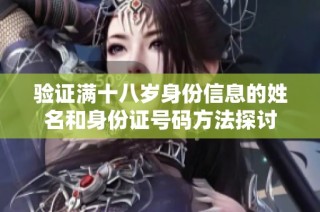 验证满十八岁身份信息的姓名和身份证号码方法探讨