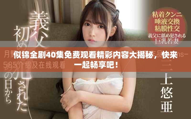 似锦全剧40集免费观看精彩内容大揭秘，快来一起畅享吧！
