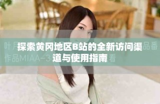 探索黄冈地区B站的全新访问渠道与使用指南