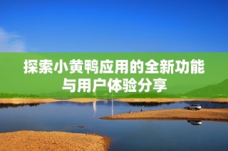 探索小黄鸭应用的全新功能与用户体验分享
