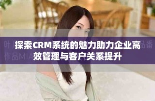 探索CRM系统的魅力助力企业高效管理与客户关系提升